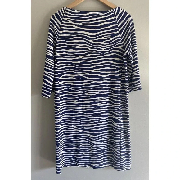 J.McLaughlin Dress Sheath Blue Cream Stripe Size Medium M - Picture 3 of 5